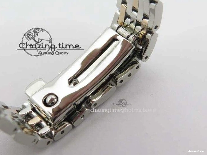 0426 De Ville 27mm SS RG Ladies MK 1:1 Best Edition White MOP Dial Diamond Markers On SS Bracelet Ronda Quartz Chic 8198